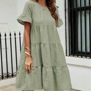 Green Tiered Flowy Dress